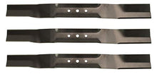 Load image into Gallery viewer, USA Mower Blades (3 TB22BP Medium Lift for Toro 104869703 108976402P Length 21-11/16 in. Width 2-1/4 in. Thickness .150 in. Center Hole 7/16 in. 22 in. Deck