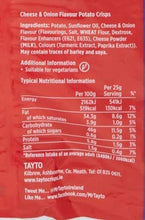 Load image into Gallery viewer, Tayto Cheese and Onion flavour crisps from Ireland (24x25g Packs)