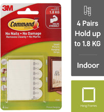 Load image into Gallery viewer, Command Small Picture Hanging Strips, White, 4-Pairs (17202-ES)