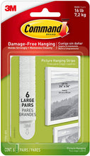Load image into Gallery viewer, Command Large Picture and Frame Hanging Strips Heavy Duty, Holds up to 16 lbs, 4-Pairs