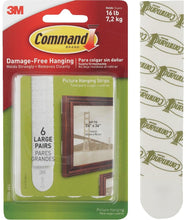 Load image into Gallery viewer, Command Large Picture and Frame Hanging Strips Heavy Duty, Holds up to 16 lbs, 4-Pairs