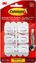 Load image into Gallery viewer, Command Mini Hooks, White, 6-Hooks, 8-Strips, Organize Damage-Free
