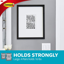 Load image into Gallery viewer, Command Large Picture and Frame Hanging Strips Heavy Duty, Holds up to 16 lbs, 4-Pairs