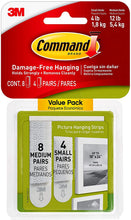 Load image into Gallery viewer, Command Picture Hanging Strips Value Pack, 12 Pairs: 8-Medium, 4-Large Pairs, Decorate Damage-Free