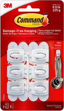 Load image into Gallery viewer, Command Mini Hooks, White, 6-Hooks, 8-Strips, Organize Damage-Free