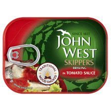 John West Smoked Skippers Brisling In Tomato Sauce 106G