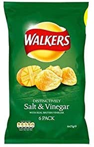 Walkers Salt & Vinegar Crisps 25g x 6 per pack - Pack of 2