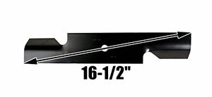 USA Mower Blades U11184BP (3) Extra High-Lift for Scag A48184 482877 A48184HL 482466 48110 Length 16-1/2 in. Width 3 in. Thickness .200 in. Center Hole 5/8 in. 32 in. 48 in. Deck