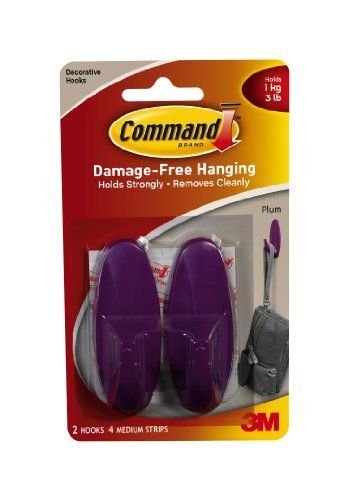 Command Hook Designer Holds 3 Lb Medium Plum Wood
