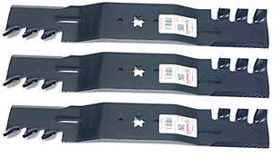 Aftermarket Set of 3, Heavy Duty Mulching Blades Replace MTD, Cub Cadet 742-0677, 942-0677, 742-0677A, 942-0677A, 742-0677B, 942-0677B