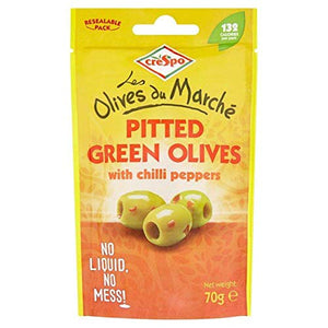 Crespo Pitted Green Olives with Chilli 70g