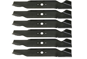 6 Straight Mower Blades fit MTD 742-0610 742-0610A 942-0610 942-0610A 4720610 490110M114 Length 19-5/16 in. Width 3 in. Thickness .150 in. Center Hole 6 Point Star 38 in. Deck
