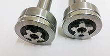 Load image into Gallery viewer, Set of 2, Shaft Kits for 137646, 137645 Used on 130794 Spindles. Compatible with Husqvarna Craftsman Poulan. Includes Shaft, Top &amp; Bottom Bearing, Pulley Locknut, and The Very Important Spacer
