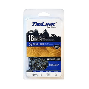 TriLink CL15059TL2 Chainsaw Chain 3/8 LP .050 Gauge 59 Drive Links Compatible with/Replacement for Homelite 180, 190, Bandit, Classic 192, Little Red, LX30, 2, Super 2CC S59-91 PX, 16 inches, Black