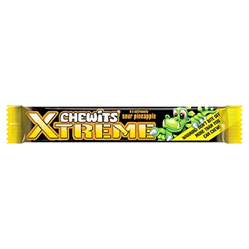 CHEWITS XTREME SOUR PINEAPPLE CHEWS 24 x 34G