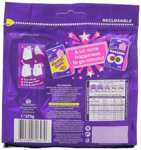 Cadbury Milk Chocolate Giant Buttons Sharing Bag 275 G (Pack Of 5)