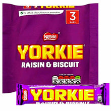 Load image into Gallery viewer, Original Yorkie Raisin &amp; Biscuit Chocolate Bar Pack Imported From The UK England Yorkie Raisin &amp; Biscuit 3 x 44g Pack - 4.6oz British Chocolate
