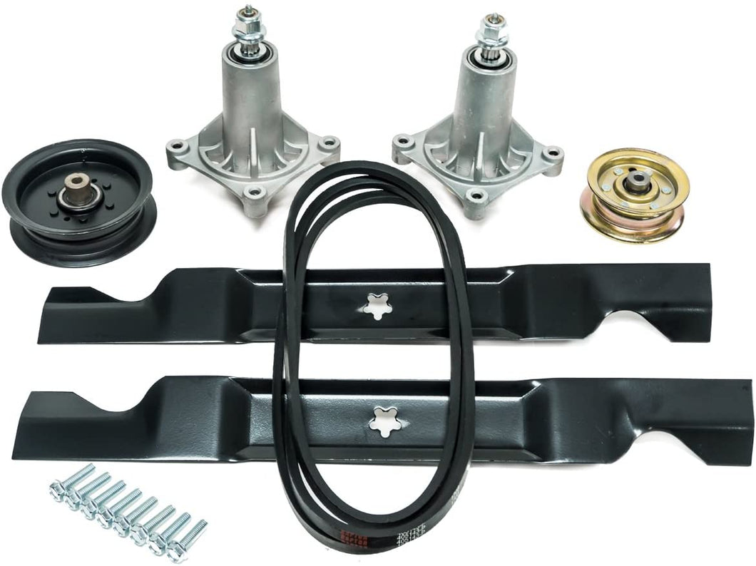 Mower Deck Rebuild Kit with Spindles Blades Belt Pulleys & Bolts Compatible with Husqvarna YTH 20 K 46