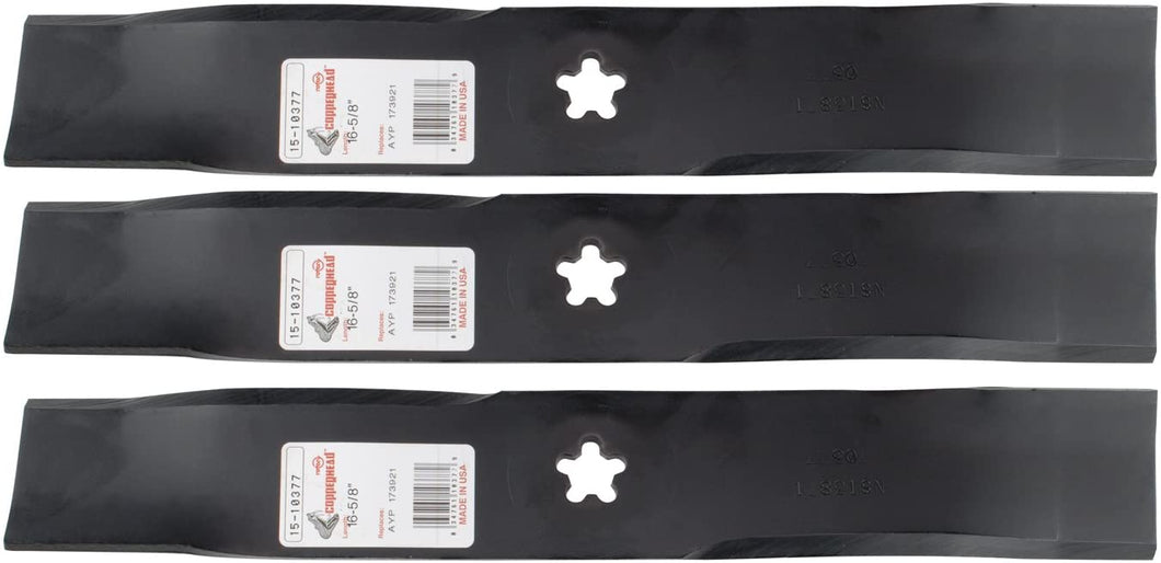 3 Rotary Mulching Mower Blades - AYP/Roper/Sears/ Husqvarna/Electrolux 173921 532173921 917532173921 954633781 340091