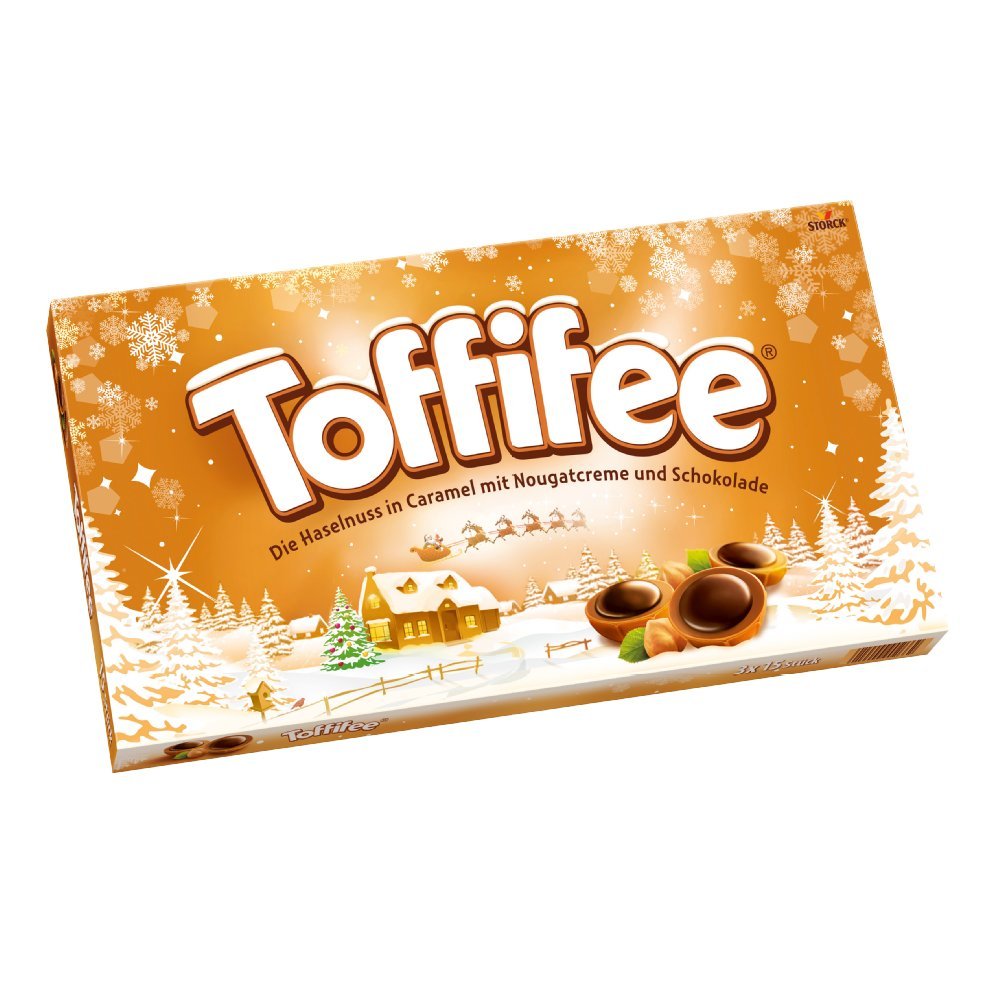 Toffifee Whole Hazelnut in Caramel with Nougat Cream and Chocolate Filling Christmas Edition 375 Grams