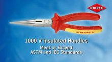 Load image into Gallery viewer, KNIPEX Tools - Long Nose Pliers With Cutter, Multi-Component, 1000V Insulated (2616200)
