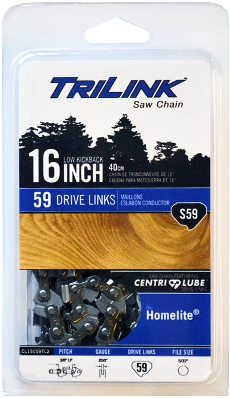 New TriLink CL15059TL2 Chain Loop 3/8 LP Semi-Chisel .050 59DL Compatible with/Replacement for Homelite 180, 190, 192, 200, Bandit, Classic 192, Little Red, LX30, Super 2, Super 2CC S59-91 PX Chain