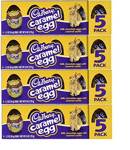Cadbury Caramel Filled Traditional Easter Egg Milk Chocolate Eggs with a Caramel Center (4 Boxes - Includes 20 Eggs Total)