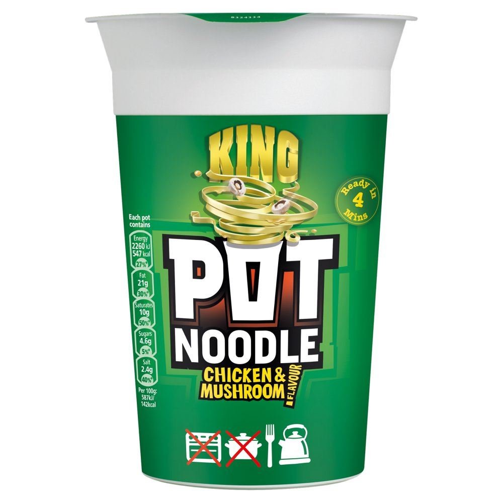 Pot Noodle King Size Chicken & Mushroom Flavour - 114g - Pack of 2 (114g x 2)