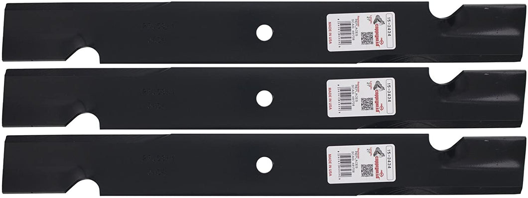 Rotary 3434 3 Mower Blades Bobcat Ferris Scag Snapper 21 Length 2-1/2 Width .2040 Thickness 5/8 Center Hole Fits 61