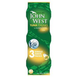 John West Tuna Chunks in Sunflower Oil (3x80g) - Pack of 6