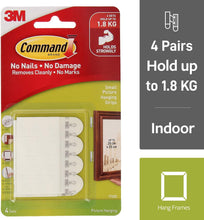 Load image into Gallery viewer, Command Small Picture Hanging Strips, White, 4-Pairs (17202-ES)
