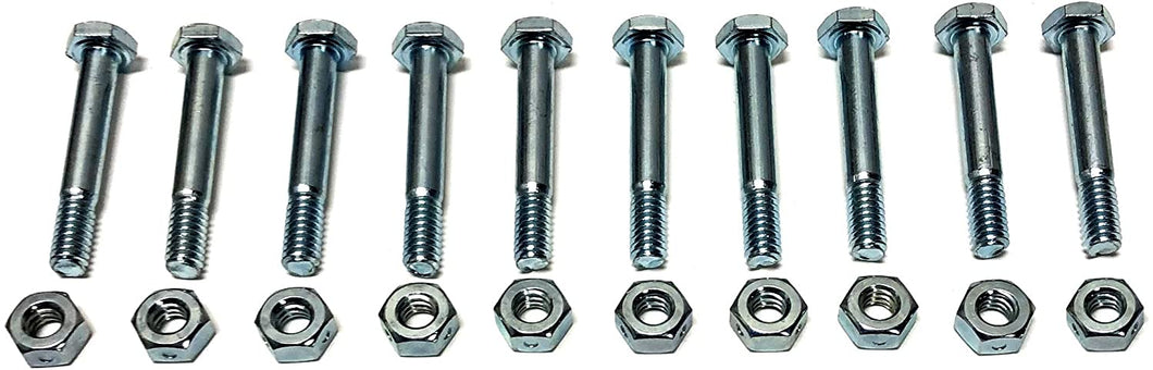 Aftermarket | (Pack of 10) Shear Pins & Nuts replace Ariens 510016, 51001600, 532005, 53200500