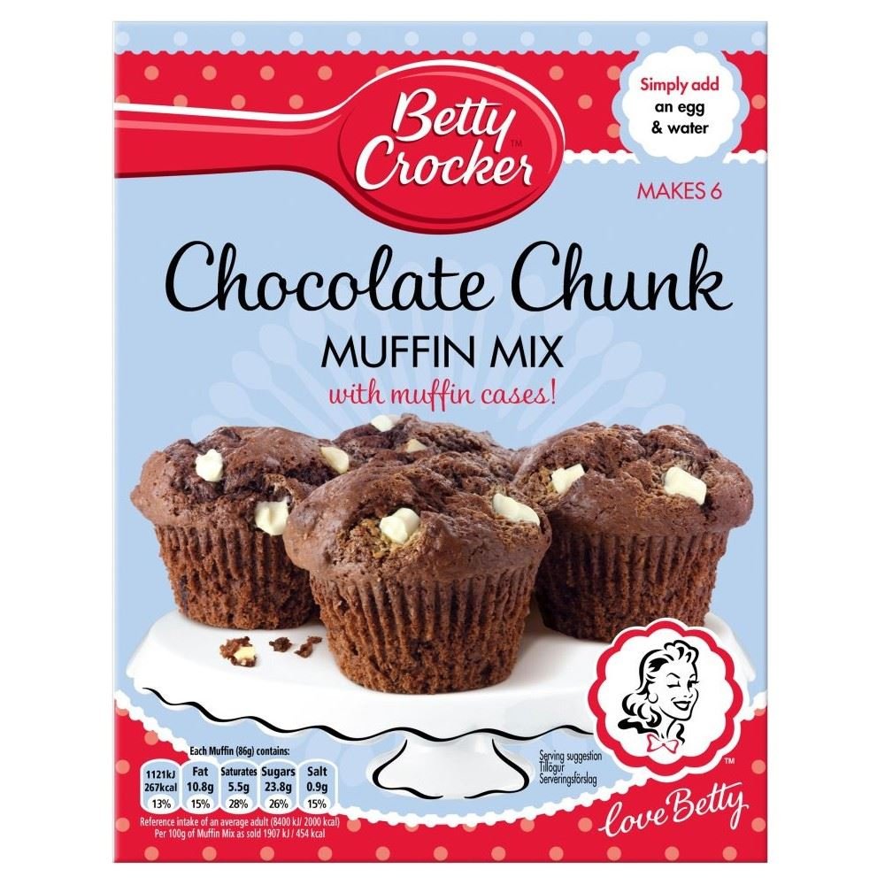 Betty Crocker Chocolate Chunk Muffin Mix with Muffin Cases (335g) - Pack of 6