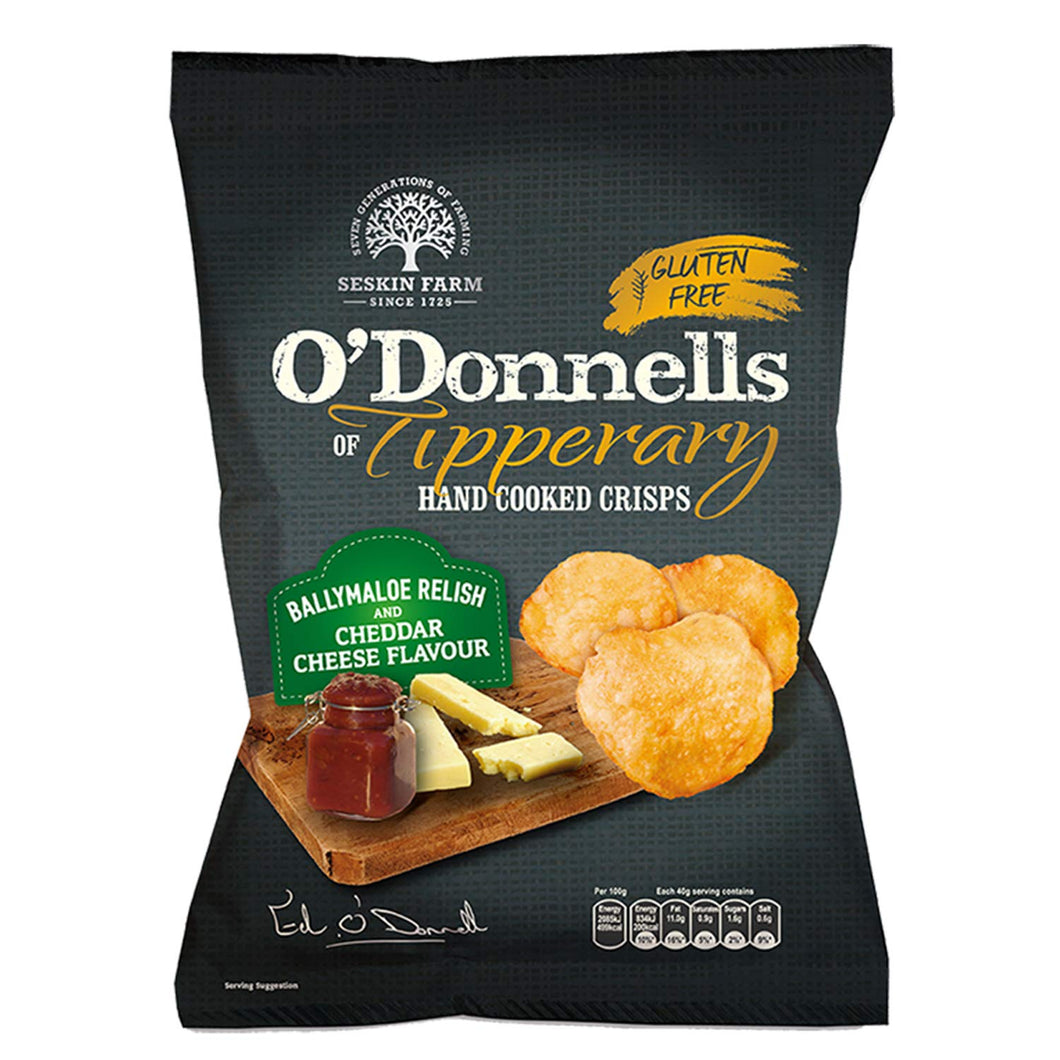 24x50g O'Donnells Tipperary Ballymaloe Relish & Cheddar Cheese Potato Crisps Chips (Irish Online Supermarket)