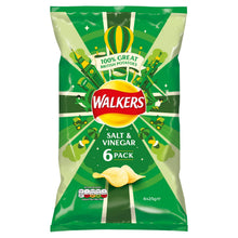 Load image into Gallery viewer, Walkers Salt and Vinegar Crisps 6 Pack 150g
