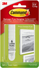 Load image into Gallery viewer, Command Large Picture and Frame Hanging Strips Heavy Duty, Holds up to 16 lbs, 4-Pairs
