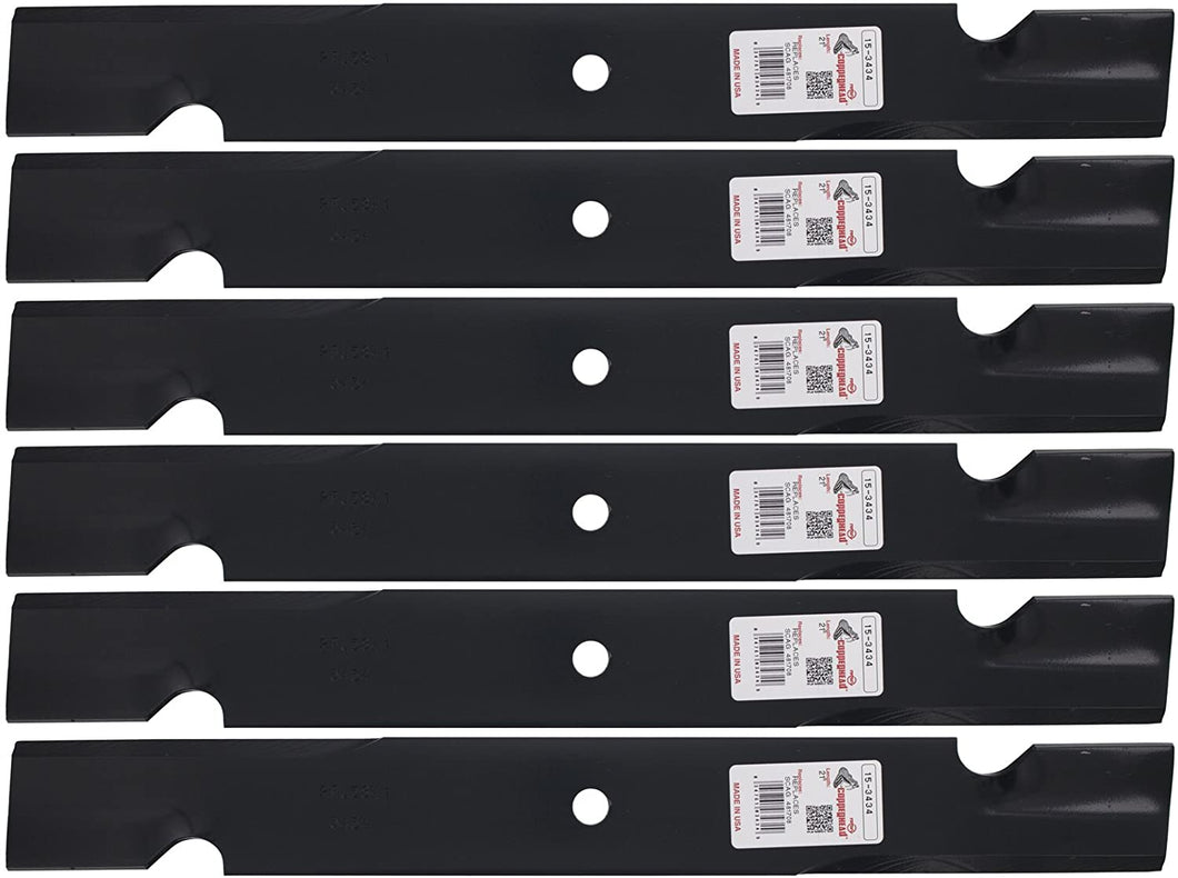 Rotary 3434 6 Mower Blades for Bobcat Ferris Scag Snapper 21” Length 2-1/2” Width .2040” Thickness 5/8” Center Hole Fits 61