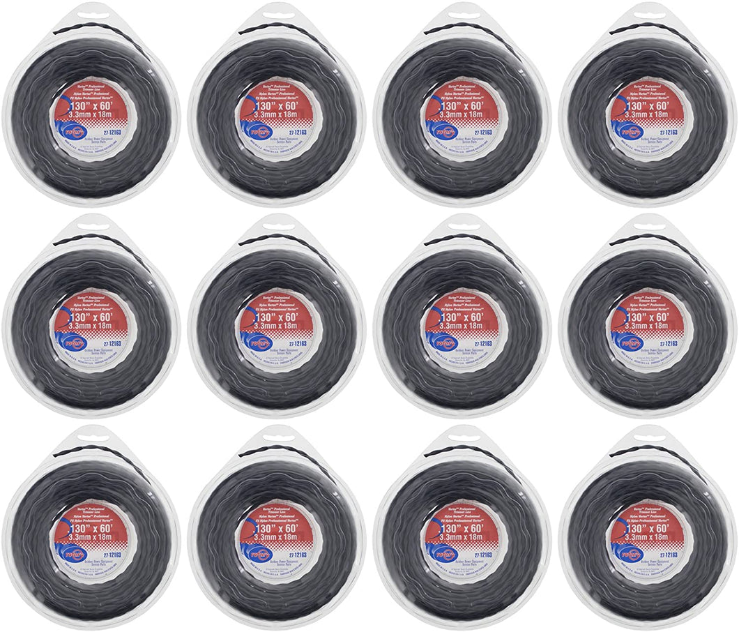 12 Pack of Vortex Trimmer Line 12163, 0.130 X 60' 1/2 LBS Donuts