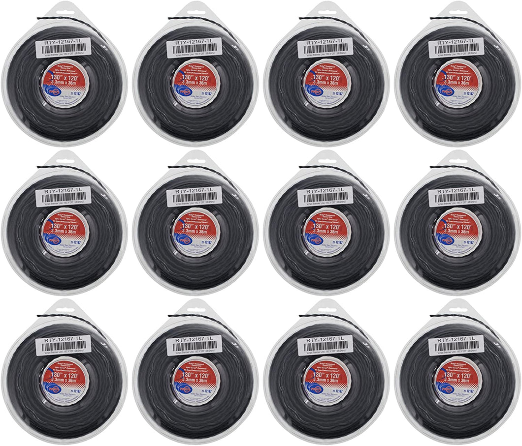 12 Pack of Vortex Trimmer Line 12167, 0.130 X 120' 1 LBS Donuts