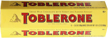 Load image into Gallery viewer, Toblerone Swiss Milk Chocolate with Honey and Almond Nougat, 6 - 100g Bars, Total Net Wt 600g
