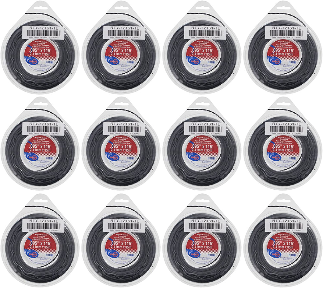 12 Pack of Vortex Trimmer Line 12161, 0.095 X 115' 1 LBS Donuts