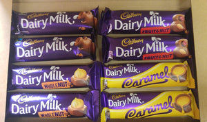 Cadbury Dairy Milk Selection - 8 Bars (2x Dairy Milk, Fruit & Nut, Whole Nut & Caramel)
