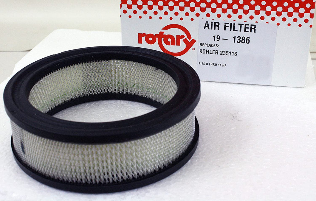 Rotary #1386 Air Filter: Replaces Kohler #235116 Fits 8 through 14 HP NIB